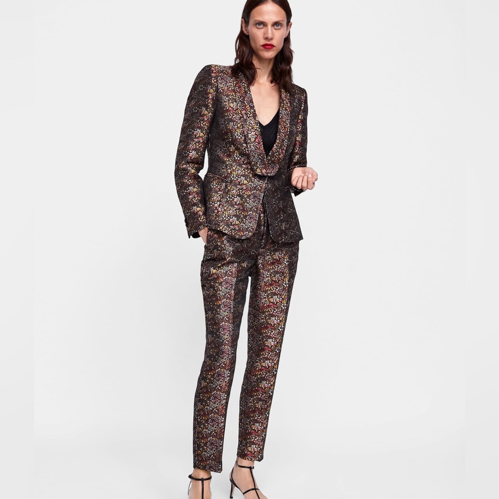 ZARA Floral Jacquard Blazer